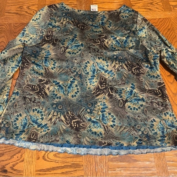 Vintage Faded Glory V-Neck Knot Front Printed Long Sleeve Top 22W-24W Y2K 90s - Picture 12 of 14